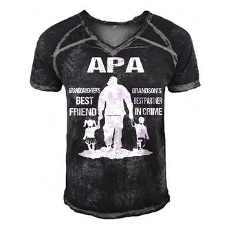 Apa Grandpa Gift Apa Best Friend Best Partner In Crime Men's Short Sleeve V-neck 3D Print Retro Tshirt - Seseable