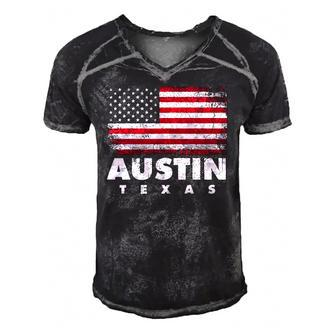 Austin Texas 4Th Of July American Flag Usa America Patriotic Men's Short Sleeve V-neck 3D Print Retro Tshirt | Mazezy
