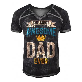 Awesome Dad Worlds Best Daddy Ever Fathers Day Outfit Men's Short Sleeve V-neck 3D Print Retro Tshirt - Monsterry AU
