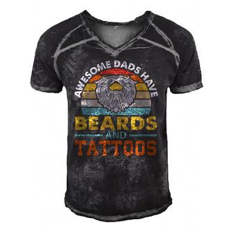 Awesome Dads Have Beards And Tattoo Men's Short Sleeve V-neck 3D Print Retro Tshirt | Mazezy