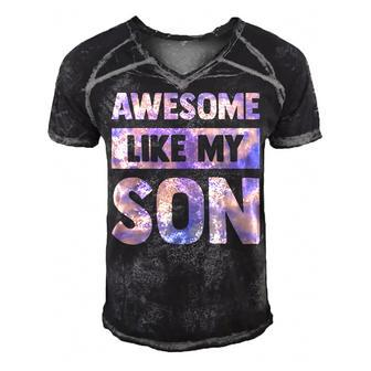 Awesome Like My Son Matching Fathers Day Family Kid Tie Dye Men's Short Sleeve V-neck 3D Print Retro Tshirt - Seseable