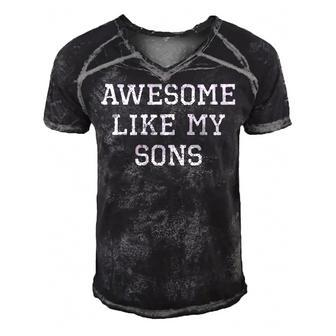 Awesome Like My Sons Mom Dad Cool Funny Men's Short Sleeve V-neck 3D Print Retro Tshirt | Mazezy