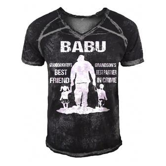 Babu Grandpa Gift Babu Best Friend Best Partner In Crime Men's Short Sleeve V-neck 3D Print Retro Tshirt - Seseable