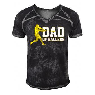 Baseball Dad Of Ballers Men's Short Sleeve V-neck 3D Print Retro Tshirt | Mazezy
