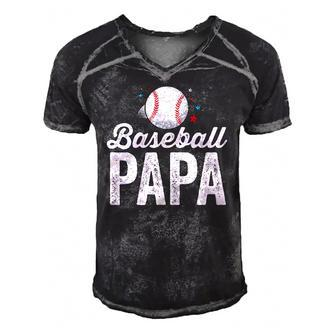 Baseball Papa Dad Father Grandpa Men Lagift Men's Short Sleeve V-neck 3D Print Retro Tshirt | Mazezy