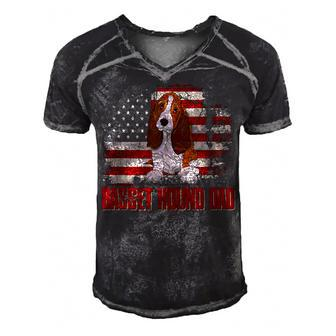 Basset Hound Dad American Flag 4Th Of July Dog Lovers Men's Short Sleeve V-neck 3D Print Retro Tshirt - Seseable