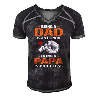 Being A Dad Is An Honor Being A Papa Is Priceless For Father Men's Short Sleeve V-neck 3D Print Retro Tshirt | Mazezy