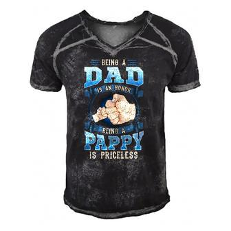 Being A Dad Is An Honor Being A Pappy Is Priceless Men's Short Sleeve V-neck 3D Print Retro Tshirt | Mazezy