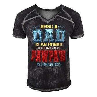 Being A Dad Is An Honor Being A Pawpaw Is Priceless Vintage Men's Short Sleeve V-neck 3D Print Retro Tshirt | Mazezy