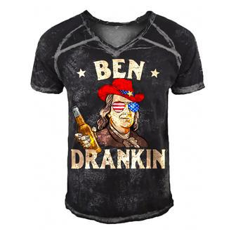 Ben Drankin 4Th Of July Patriotic Funny Drinking Men's Short Sleeve V-neck 3D Print Retro Tshirt - Seseable