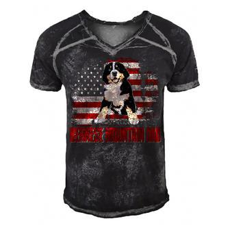 Bernese Mountain Dad American Flag 4Th Of July Dog Lovers V2 Men's Short Sleeve V-neck 3D Print Retro Tshirt - Seseable