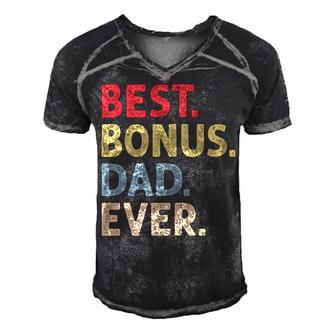 Best Bonus Dad Ever Men's Short Sleeve V-neck 3D Print Retro Tshirt - Monsterry