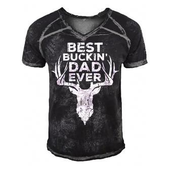 Best Buckin Dad Ever Deer Hunters Men's Short Sleeve V-neck 3D Print Retro Tshirt - Monsterry
