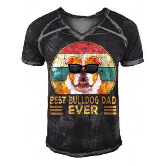 Best Bulldog Dad Ever Funny English Bulldog Dog S Men's Short Sleeve V-neck 3D Print Retro Tshirt - Monsterry