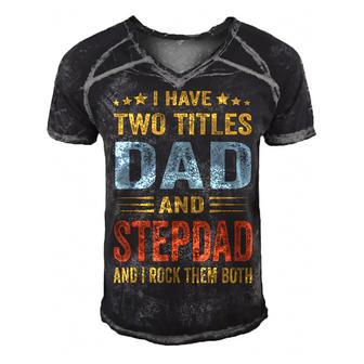 Best Dad And Stepdad Cute Fathers Day Gift From Wife V3 Men's Short Sleeve V-neck 3D Print Retro Tshirt | Mazezy