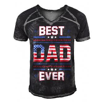 Best Dad Ever Usa Stars And Stripes Fathers Day Birthday  Men's Short Sleeve V-neck 3D Print Retro Tshirt