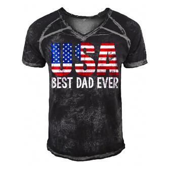 Best Dad Ever With Us American Flag Awesome Dads Family Men's Short Sleeve V-neck 3D Print Retro Tshirt - Monsterry UK