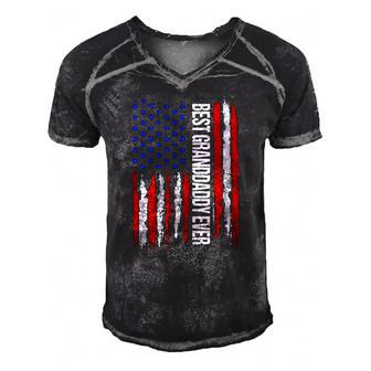 Best Granddaddy Ever Flag American Patriotic Men's Short Sleeve V-neck 3D Print Retro Tshirt | Mazezy