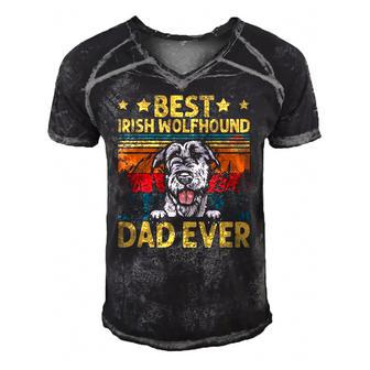 Best Irish Wolfhound Dad Ever Vintage Dog Gift Fathers Day Men's Short Sleeve V-neck 3D Print Retro Tshirt | Mazezy