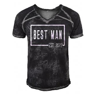 Best Man Est 2022 Groomsmen Wedding Bachelor Party Group Men's Short Sleeve V-neck 3D Print Retro Tshirt | Mazezy