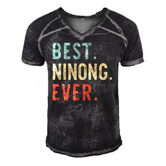 Best Ninong Ever Cool Funny Vintage Fathers Day Gift Men's Short Sleeve V-neck 3D Print Retro Tshirt | Mazezy