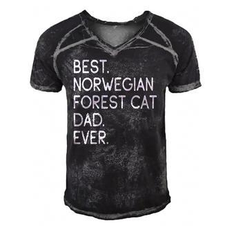 Best Norwegian Forest Cat Dad Ever Gift Owner Lover Men's Short Sleeve V-neck 3D Print Retro Tshirt | Mazezy