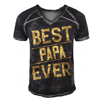 Best Papa Ever Papa T-Shirt Fathers Day Gift Men's Short Sleeve V-neck 3D Print Retro Tshirt - Monsterry