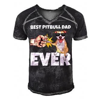 Best Pitbull Dad Ever Dog Owner Funny Pitbull Men's Short Sleeve V-neck 3D Print Retro Tshirt - Seseable