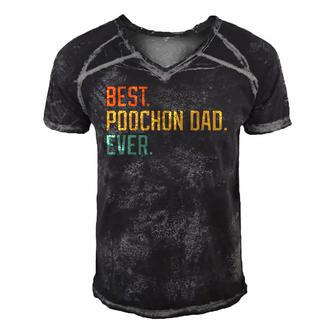 Best Poochon Dad Ever Dog Breed Fathers Day Canine Puppy Men's Short Sleeve V-neck 3D Print Retro Tshirt | Mazezy