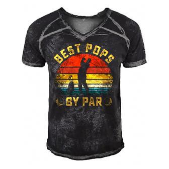 Best Pops By Par Gift For Golfer Daddy Fathers Day Men's Short Sleeve V-neck 3D Print Retro Tshirt | Mazezy