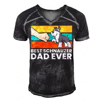 Best Schnauzer Dad Ever Mini Schnauzer Dad Men's Short Sleeve V-neck 3D Print Retro Tshirt - Seseable
