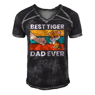 Best Tiger Dad Ever Happy Fathers Day Men's Short Sleeve V-neck 3D Print Retro Tshirt | Mazezy