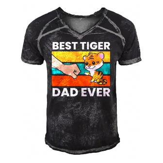 Best Tiger Dad Ever Happy Fathers Day Men's Short Sleeve V-neck 3D Print Retro Tshirt | Mazezy