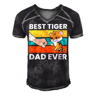 Best Tiger Dad Ever Men's Short Sleeve V-neck 3D Print Retro Tshirt - Seseable