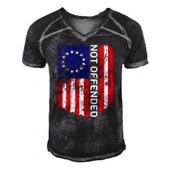 Betsy Ross Flag 1776 Not Offended Vintage American Flag Usa Men's Short Sleeve V-neck 3D Print Retro Tshirt | Mazezy