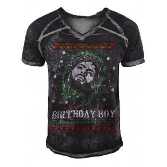 Birthday Boy Jesus Ugly Sweater Christmas Xmas Men's Short Sleeve V-neck 3D Print Retro Tshirt - Monsterry AU