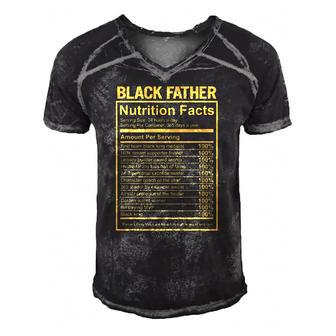 Black Father Fathers Day King Nutrition Facts Dad Men's Short Sleeve V-neck 3D Print Retro Tshirt | Mazezy
