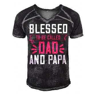 Blessed To Be Called Dad And Papa Papa T-Shirt Fathers Day Gift Men's Short Sleeve V-neck 3D Print Retro Tshirt - Monsterry UK