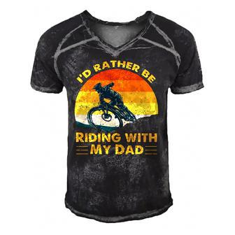 Bmx Id Rather Be Riding With My Dad Men's Short Sleeve V-neck 3D Print Retro Tshirt | Mazezy