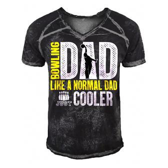 Bowling Dad Like A Normal Dad Just Cooler 94 Bowling Bowler Men's Short Sleeve V-neck 3D Print Retro Tshirt - Seseable