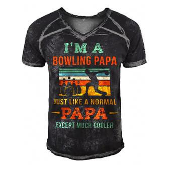 Bowling Papa T Retro Father Bowler Bowler Daddy Ball Bowling Bowler Men's Short Sleeve V-neck 3D Print Retro Tshirt - Seseable
