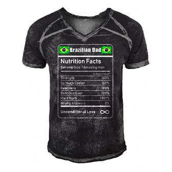 Brazilian Dad Nutrition Facts Fathers Men's Short Sleeve V-neck 3D Print Retro Tshirt | Mazezy