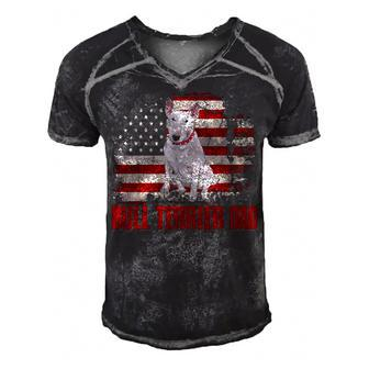 Bull Terrier Dad American Flag 4Th Of July Dog Lovers Men's Short Sleeve V-neck 3D Print Retro Tshirt - Seseable