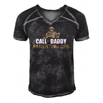 Call Of Daddy Parenting Ops Gamer Dads Funny Fathers Day Men's Short Sleeve V-neck 3D Print Retro Tshirt