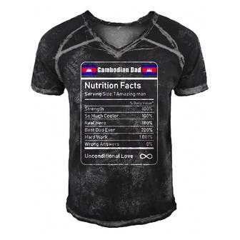 Cambodian Dad Nutrition Facts Fathers Men's Short Sleeve V-neck 3D Print Retro Tshirt | Mazezy