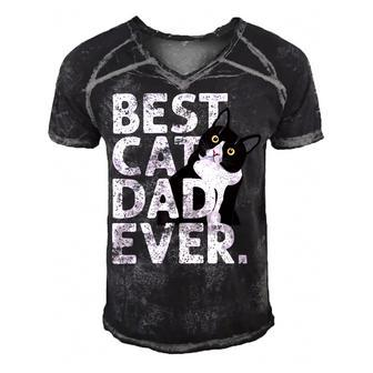 Cat Daddy Father Best Cat Dad Ever Men's Short Sleeve V-neck 3D Print Retro Tshirt - Seseable