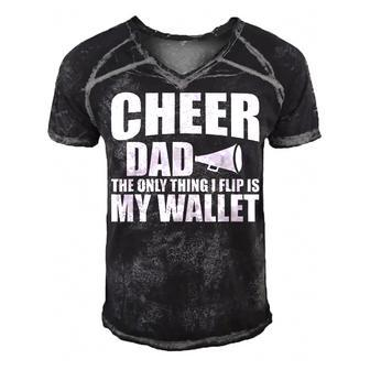 Cheer Dad The Only Thing I Flip Is My Wallet Men's Short Sleeve V-neck 3D Print Retro Tshirt - Seseable