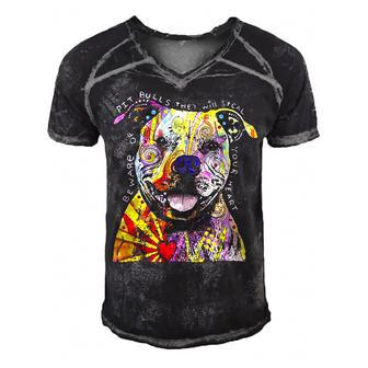 Colorful Baby Pit-Bull Terrier Lover Dad Mom Funny Kidding T-Shirt Men's Short Sleeve V-neck 3D Print Retro Tshirt - Seseable