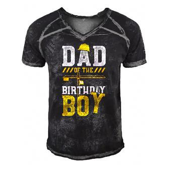 Construction Worker Dad Of The Birthday Boy - Birthday Men's Short Sleeve V-neck 3D Print Retro Tshirt | Mazezy