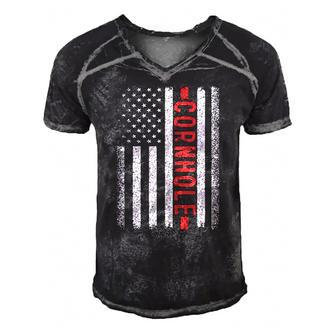 Cornhole American Flag 4Th Of July Bags Player Novelty  Men's Short Sleeve V-neck 3D Print Retro Tshirt
